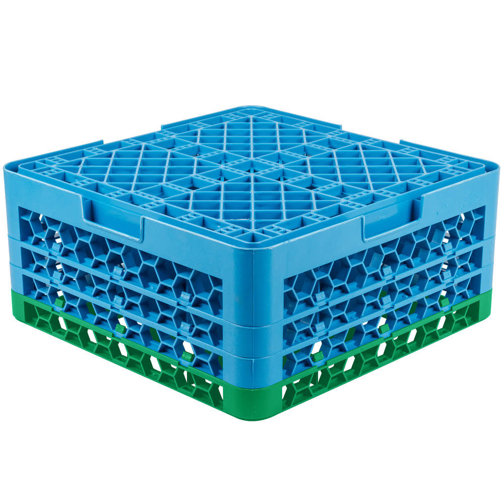 16 Compartment Green Color-Coded Glass Rack with 3 Extenders V5440