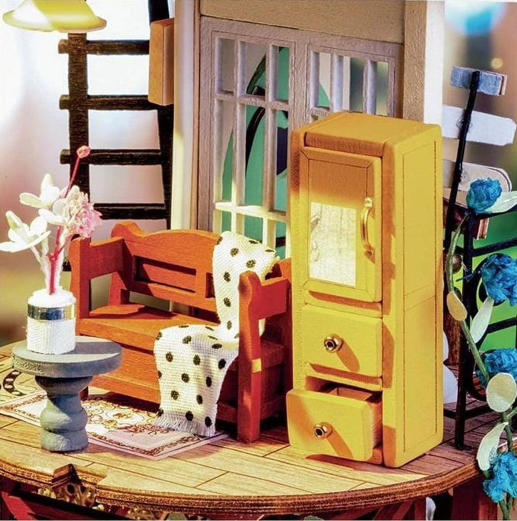 DIY Miniature Dollhouse Kit with LED Lights Wooden Building Kit Q504119
