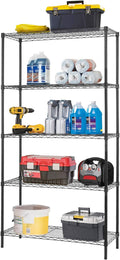 Black 5 Shelf Wire Shelving Unit, Pack of 2 Q439173