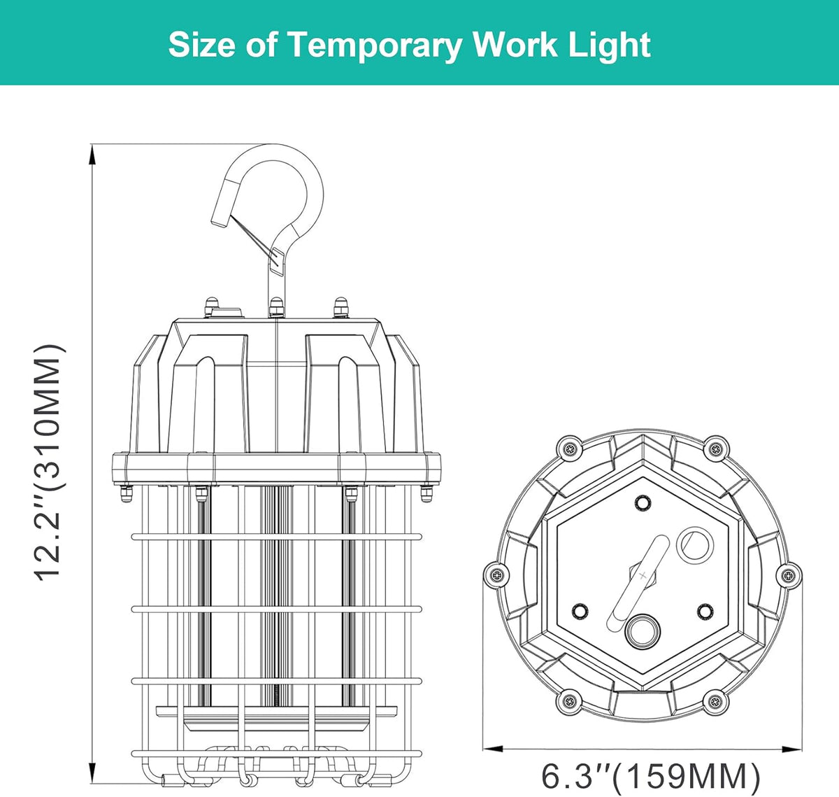 125W LED Temporary Work Light with 10' Cable Portable Hanging Construction Light IP65 A739