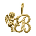 14K Yellow Gold Cherub Cursive Initial Letter 'B' Pendant N130