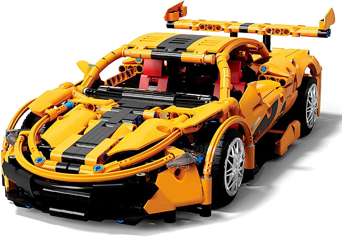 Orange Sports Car MOC Building Blocks Kit, 1258 Pcs A1334