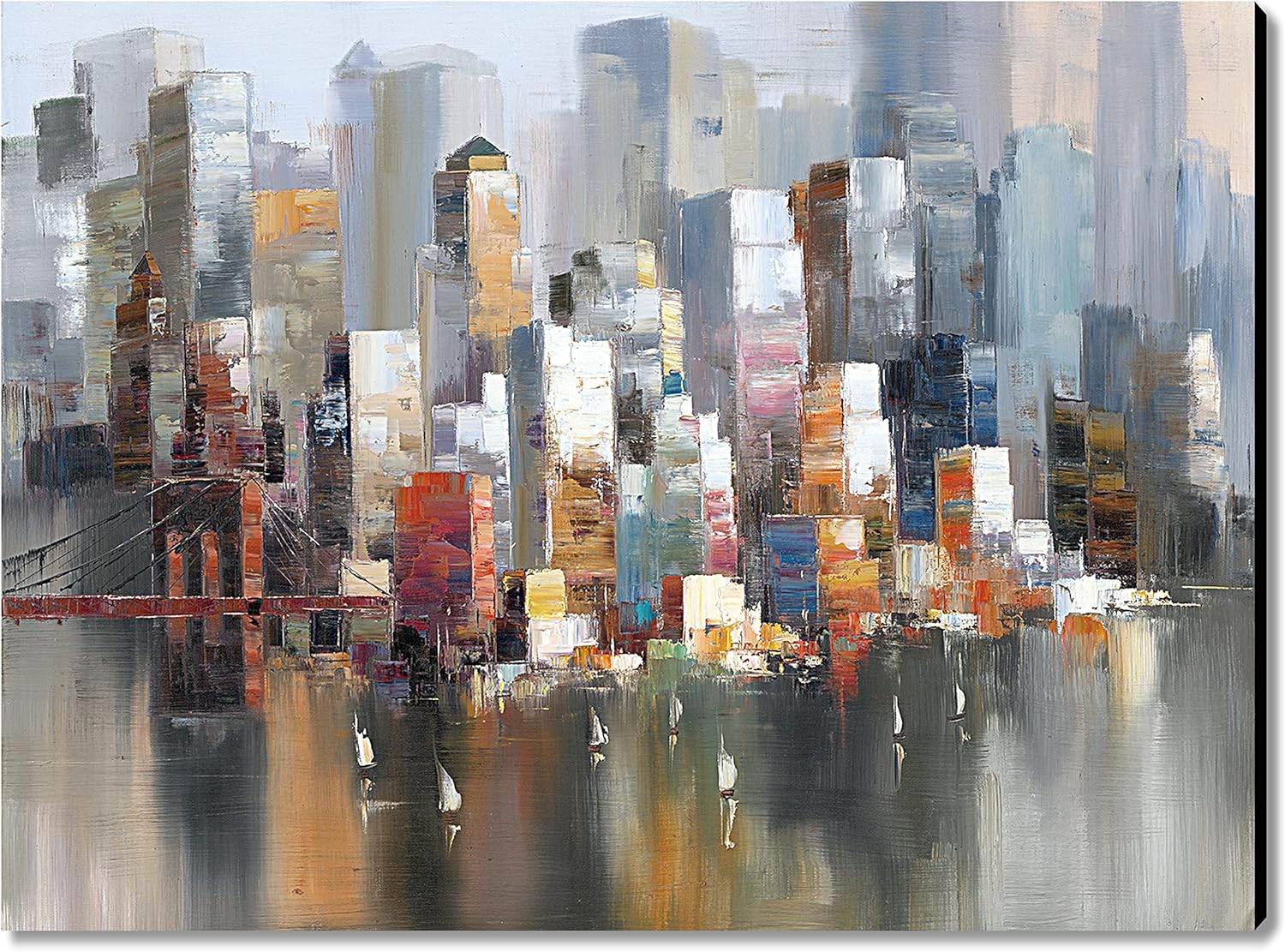 24x36 Inch Colorful Abstract Cityscape Canvas Wall Art D859896