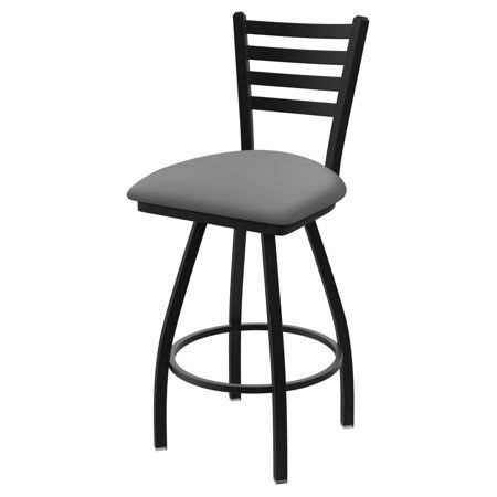 Swivel Counter Stool with Black Wrinkle Finish and Grey Seat W488