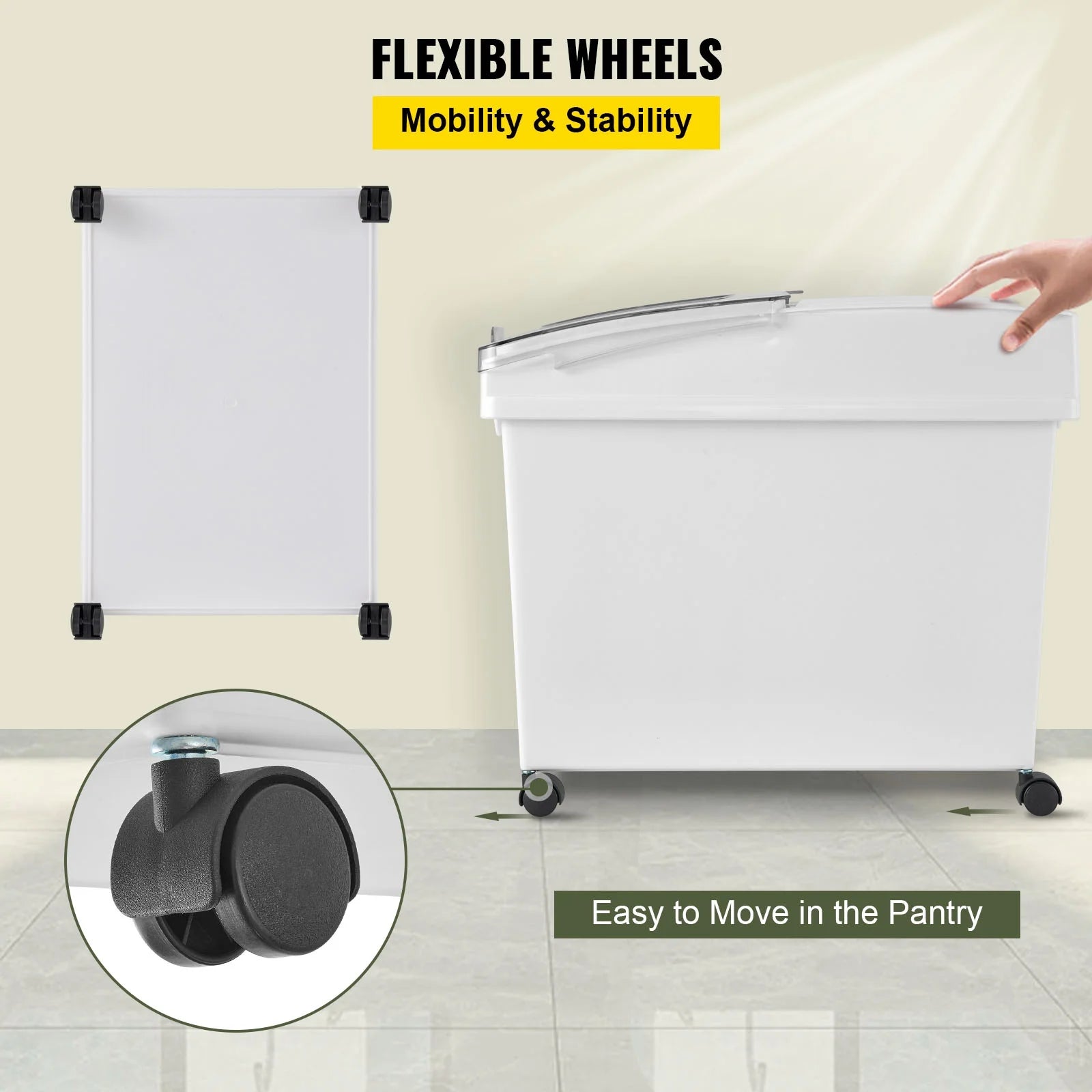 10.5 Gallons PP Ingredient Storage Bin with Scoop and Sliding Lid, 3 Pcs/Set W2870