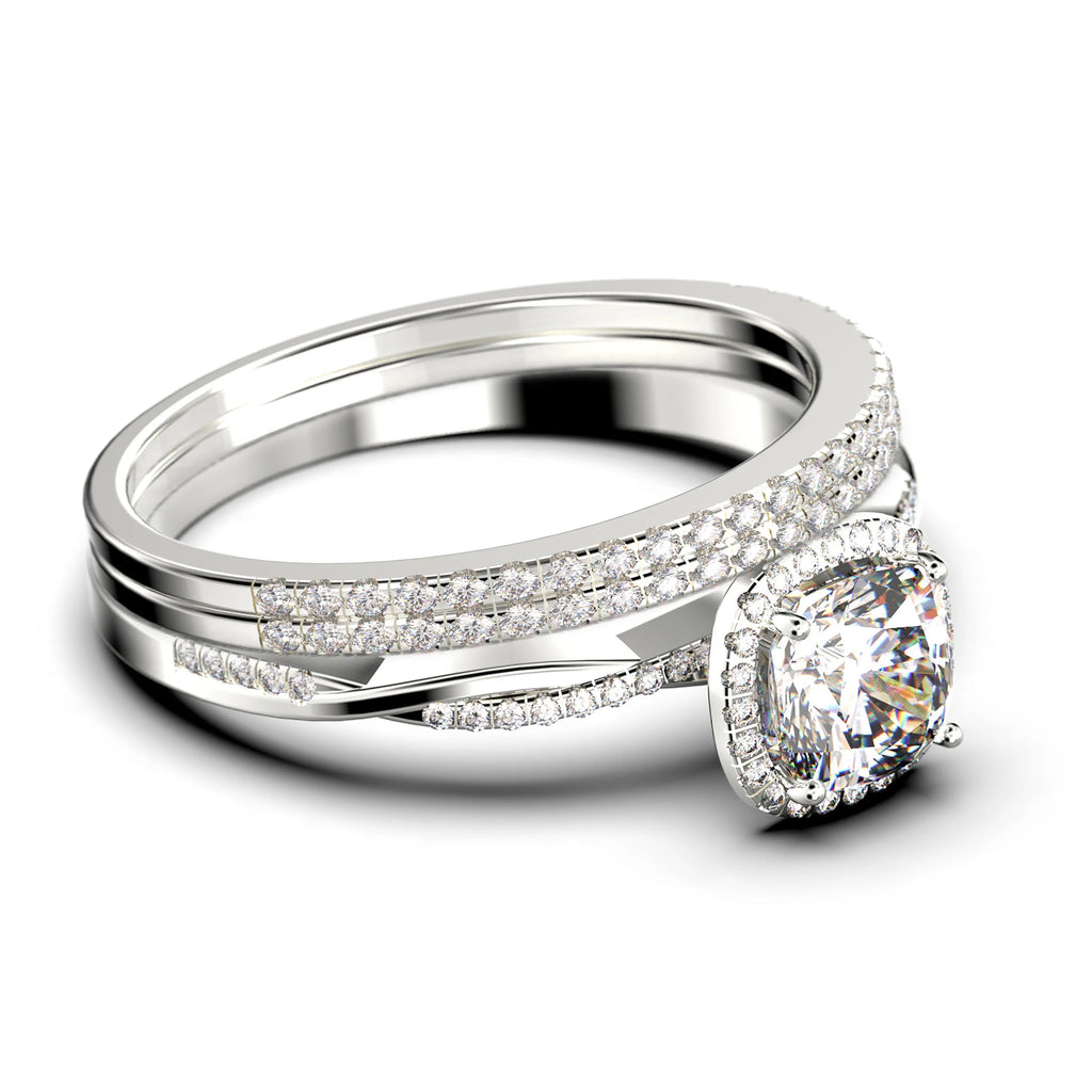 Twisted Infinity Band Dazzling Boho 2.00 Carat Round Diamond Moissanite Engagement Ring in 925 Sterling Silver With 18k White Gold Plating O11430