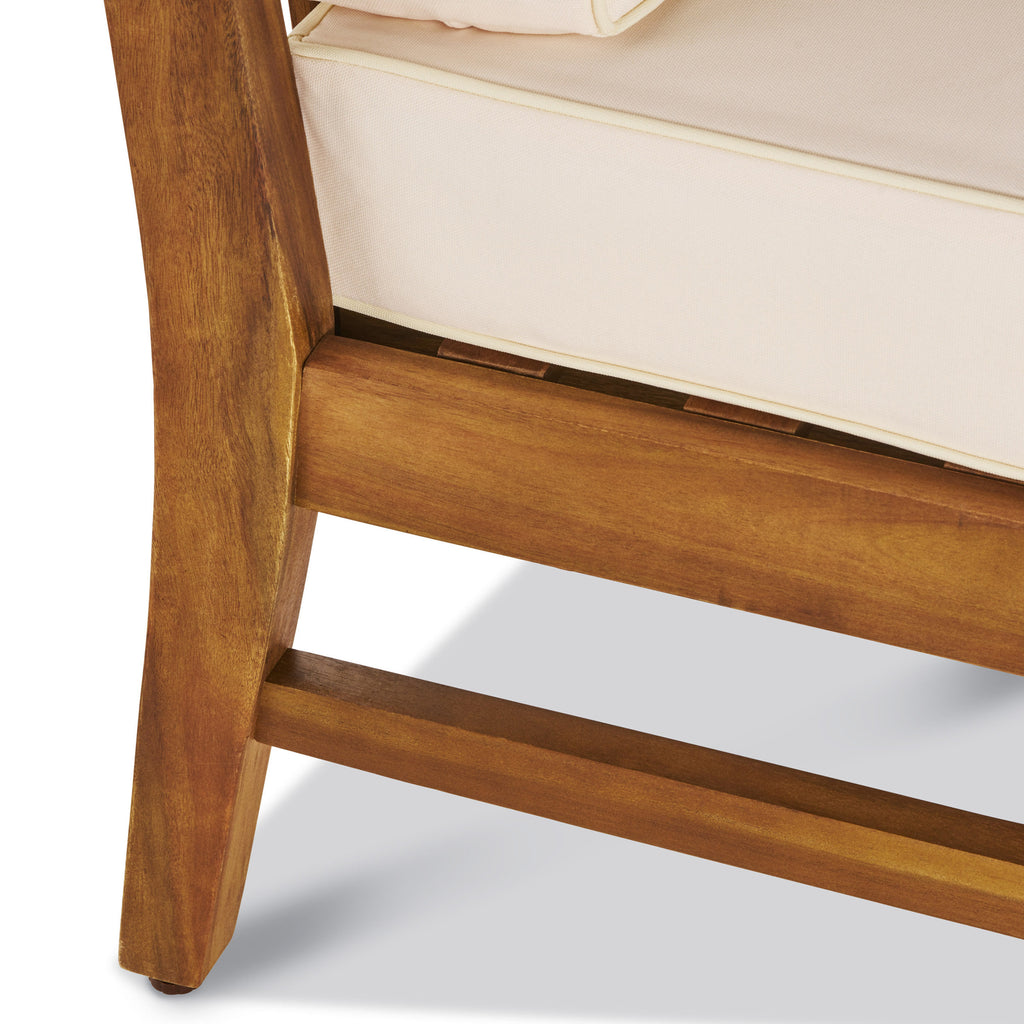 6 Piece Outdoor Acacia Wood Chat Set with Cushions, Teak Finish, Cream X652