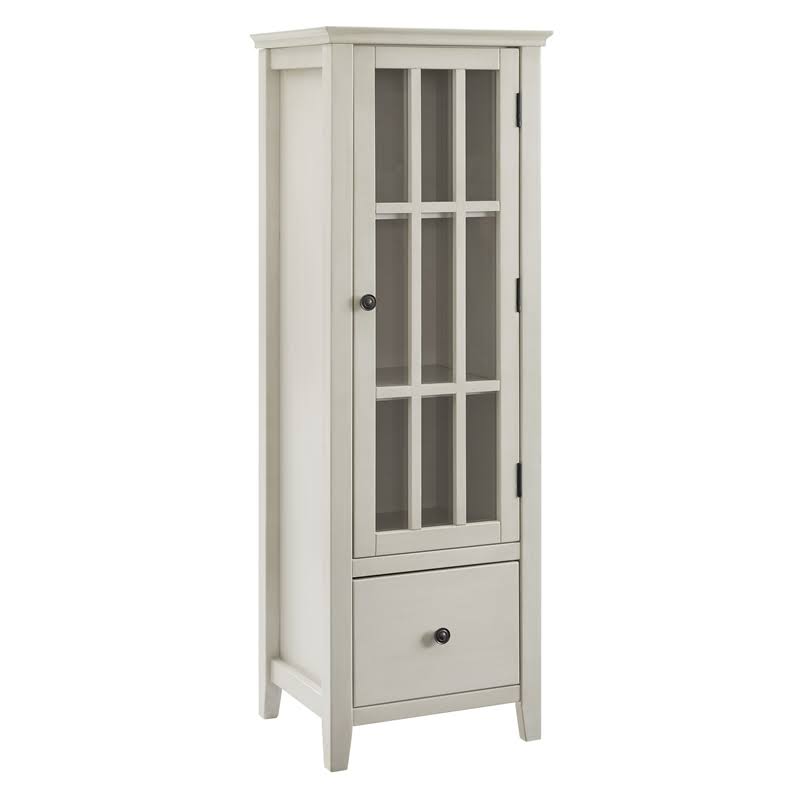 Antique White 3-Shelf Glass Curio Cabinet C1801