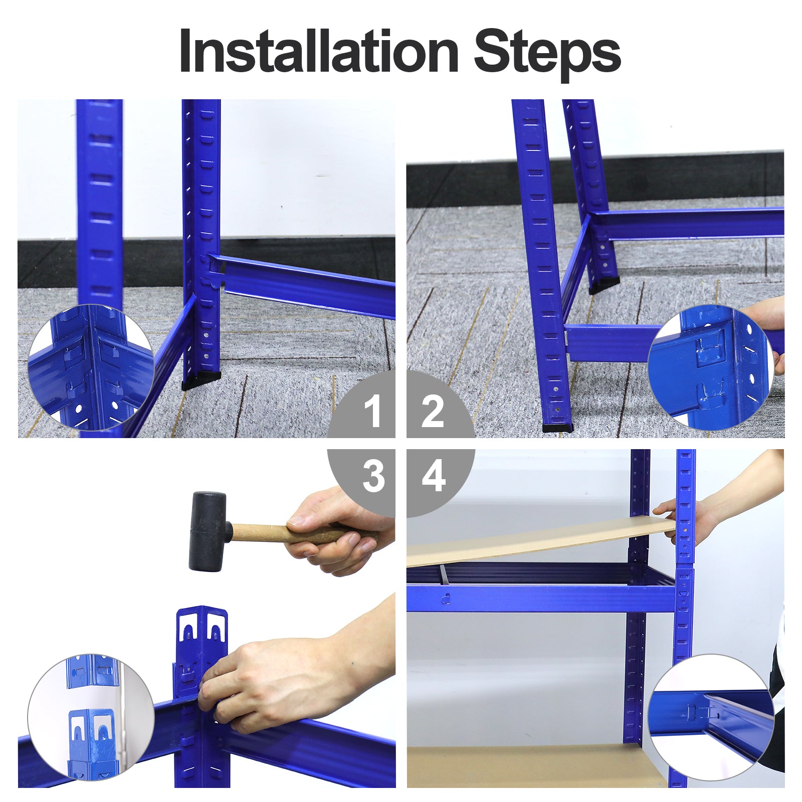 5 Tier Heavy Duty Metal Storage Shelving Unit, Blue C65343