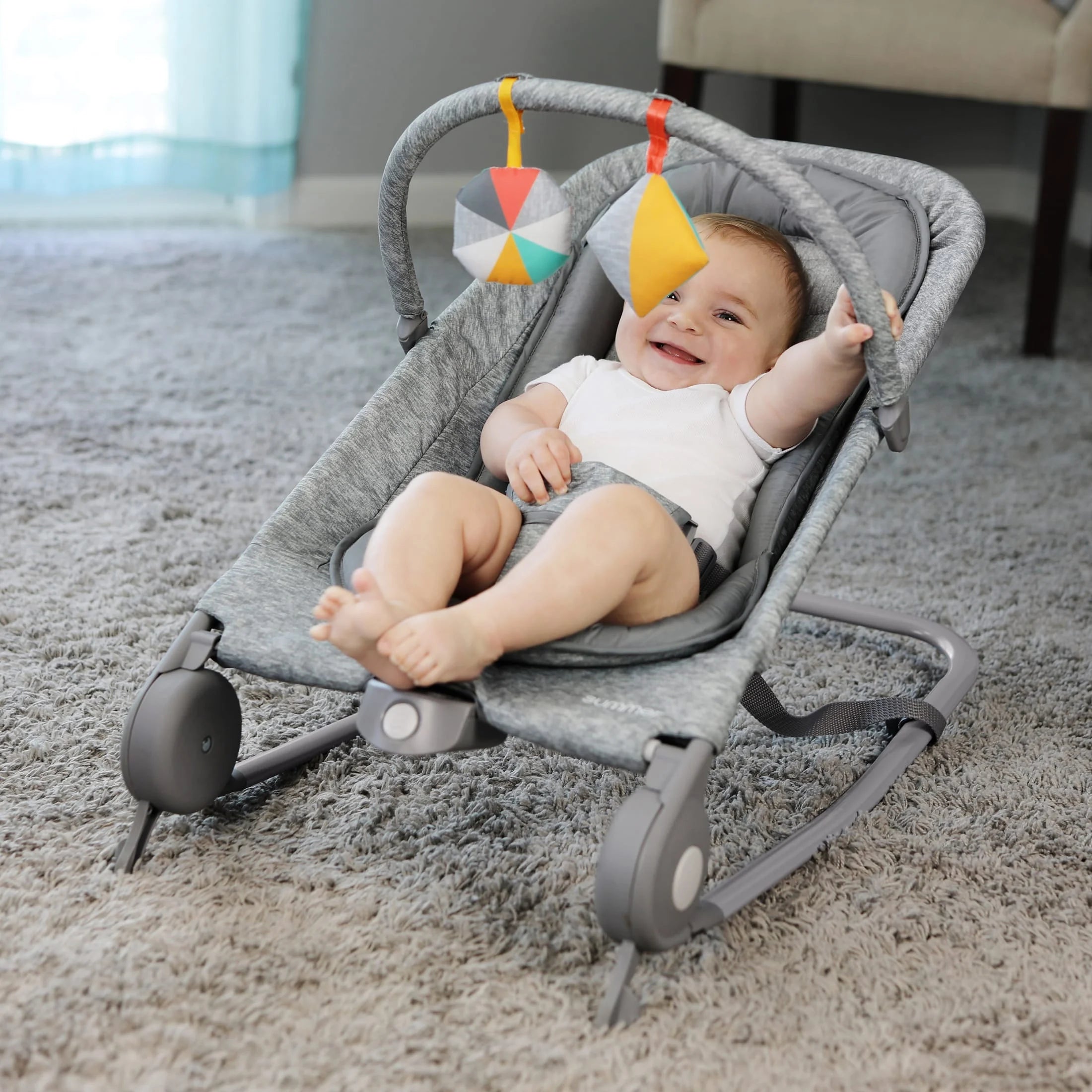 2-in-1 Baby Bouncer & Rocker, Light Gray Tweed A727