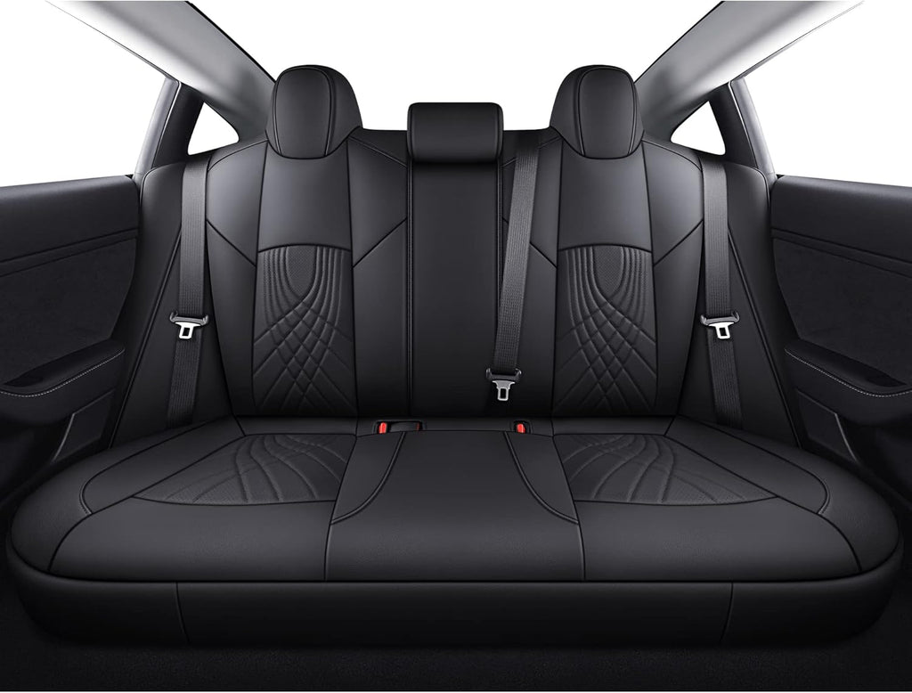 Tesla Seat Covers Full Set Water Proof Faux Leather Black Red M9930