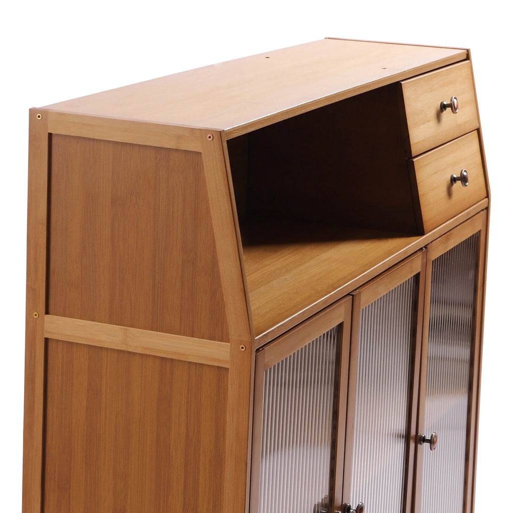 Natural Bamboo Buffet Sideboard Cabinet 39 Inch with 3 Doors A44680