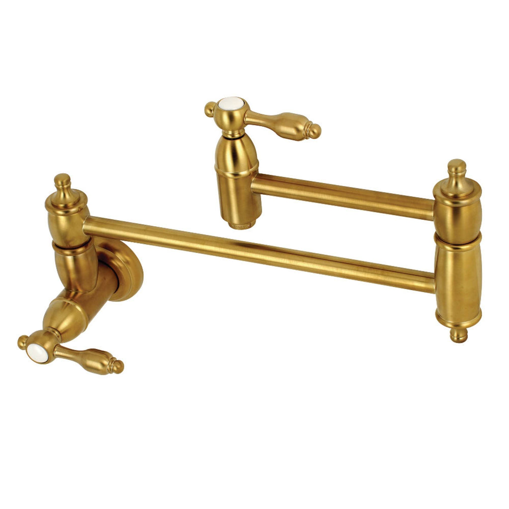 Brushed Brass Wall Mount Pot Filler Kitchen Faucet I545568