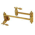 Brushed Brass Wall Mount Pot Filler Kitchen Faucet I545568