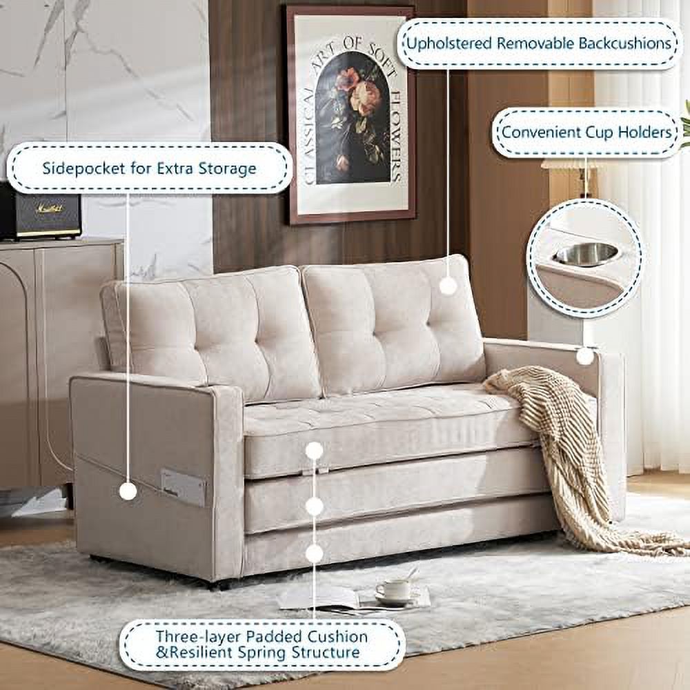 Full Size Futon Sofa Bed with Chenille Upholstery S101