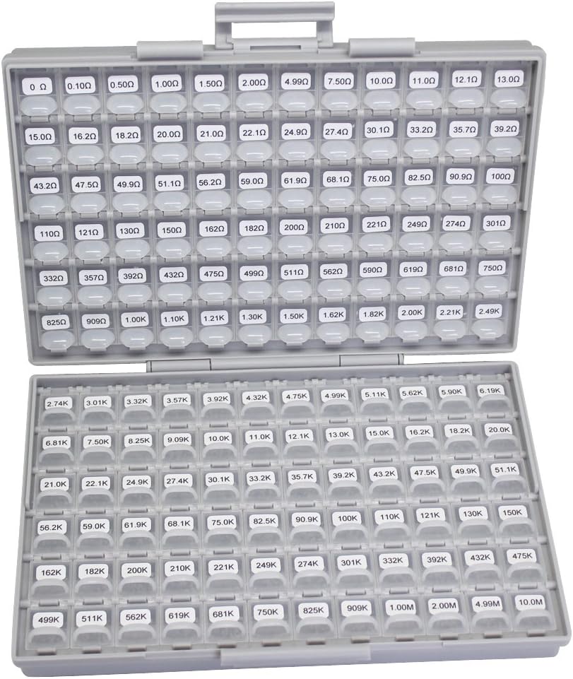0402 Size Surface Mount Resistor Kit, 144 Values, 100pc/value, 1%, E96 Serial, 0ohm to 1mohm Y540419