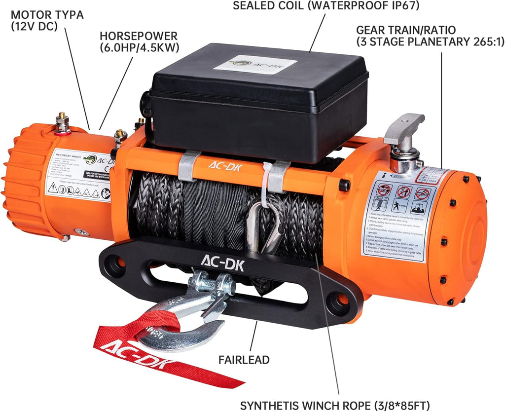 13000 lb 12V Electric Winch Kit with 85ft Synthetic Rope O61716