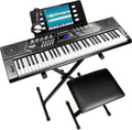 61 Key Keyboard Piano With Pitch Bend Kit, Keyboard Stand, Piano Bench, Headphones X73820
