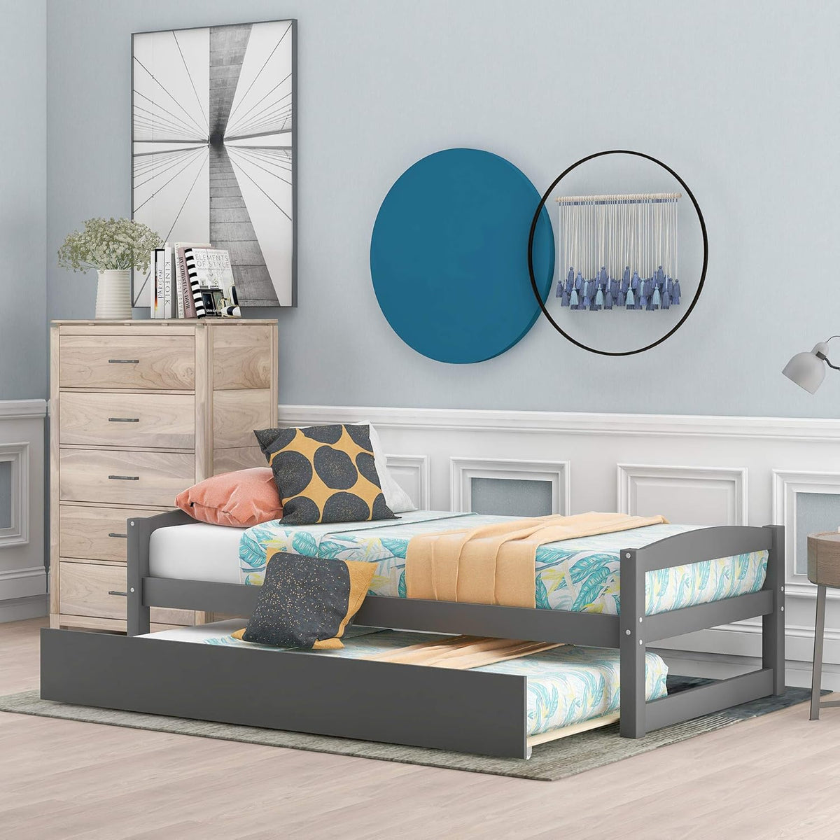 Twin Size Solid Wood Daybed with Trundle F8943