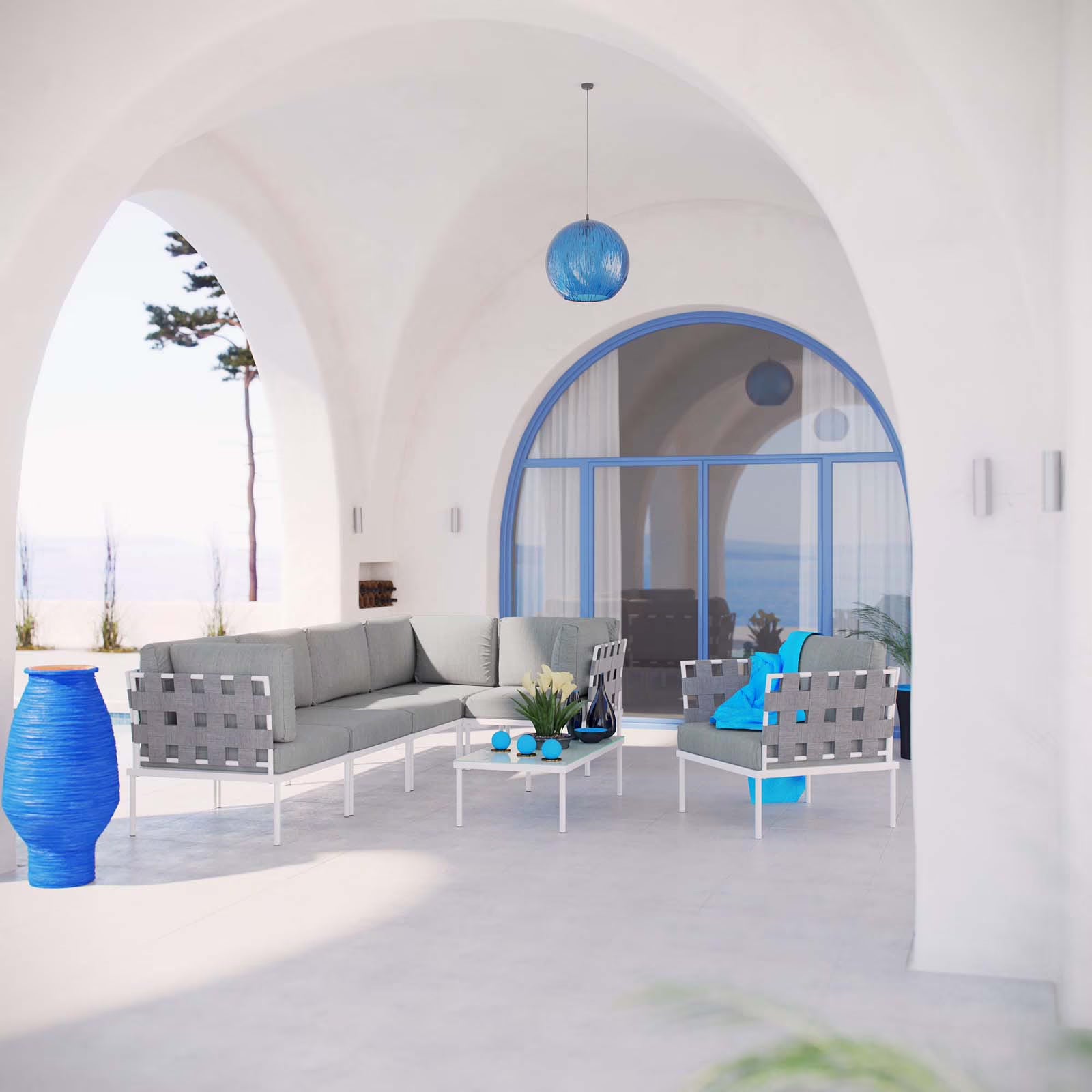 7 Piece Outdoor Patio Aluminum Sectional Sofa Set Y9876