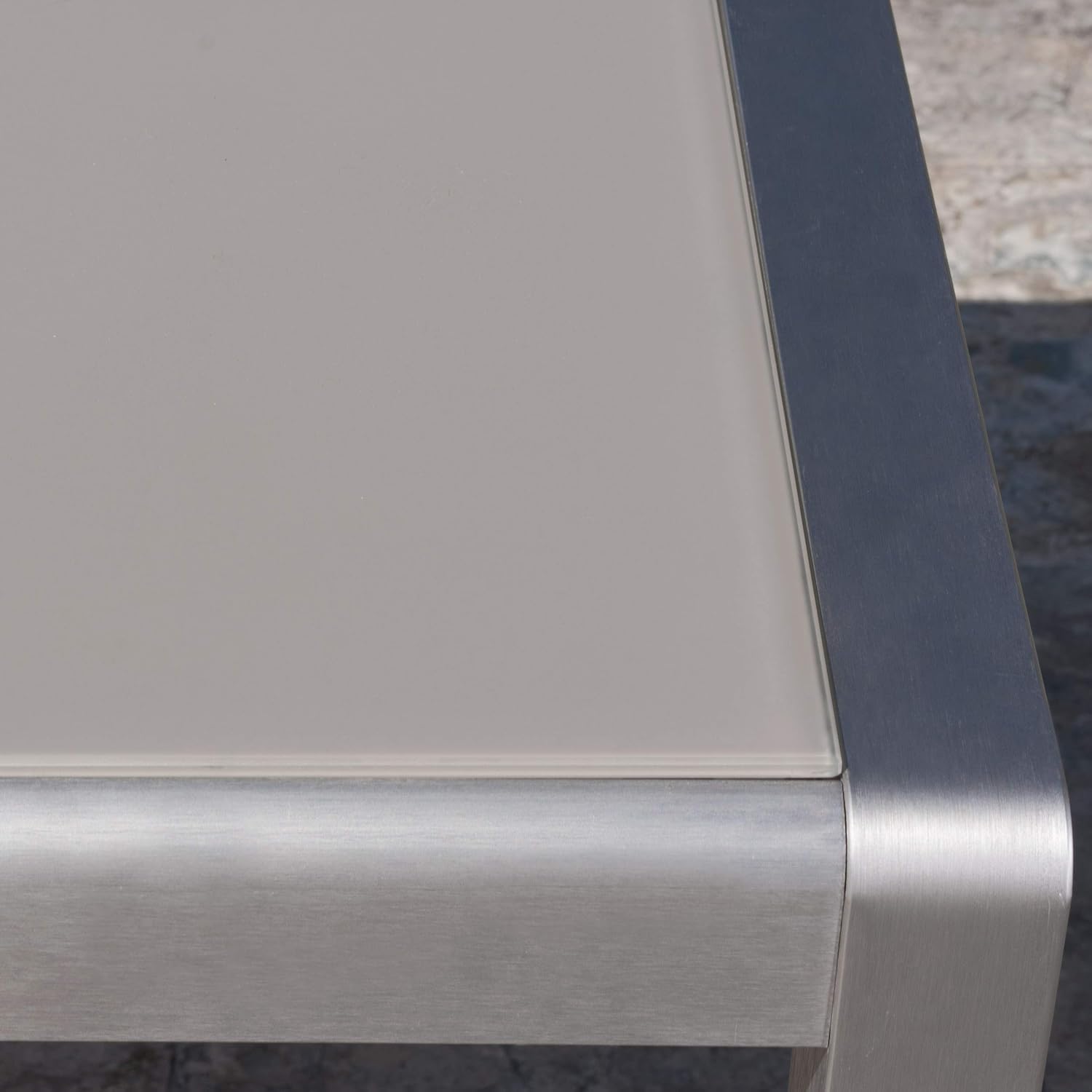 Silver Aluminum Coffee Table with Glass Top P224