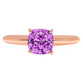 Cushion Cut Simulated Alexandrite 18k Rose Gold Ring Size 3.75 U32374