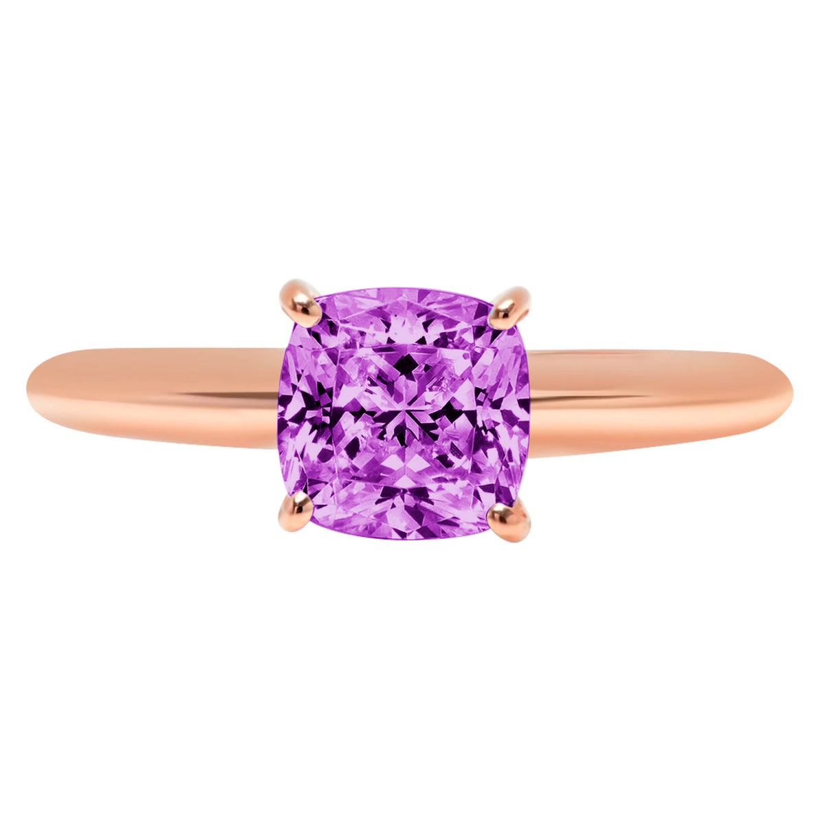 Cushion Cut Simulated Alexandrite 18k Rose Gold Ring Size 3.75 U32374
