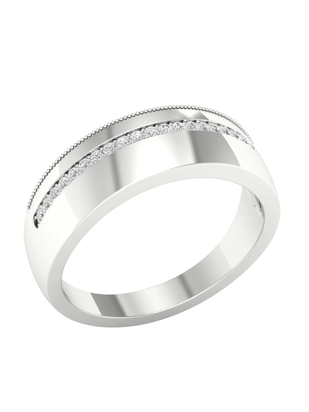 10k White Gold Diamond Mens Band G788