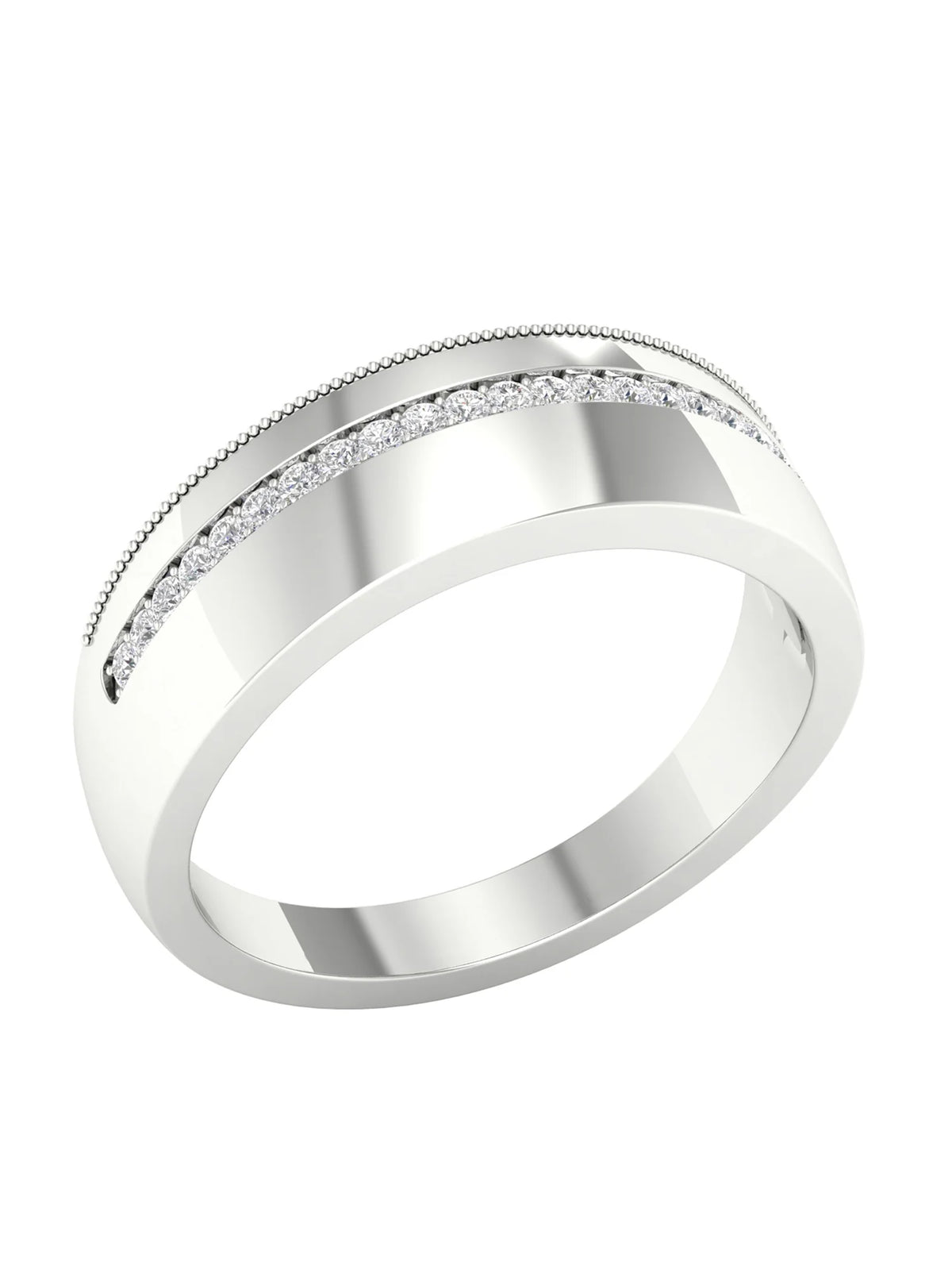 10k White Gold Diamond Mens Band G788