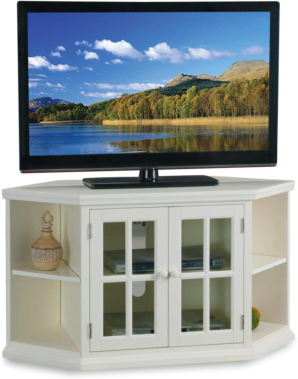 White 46 Corner Tv Stand with Bookcases R69405