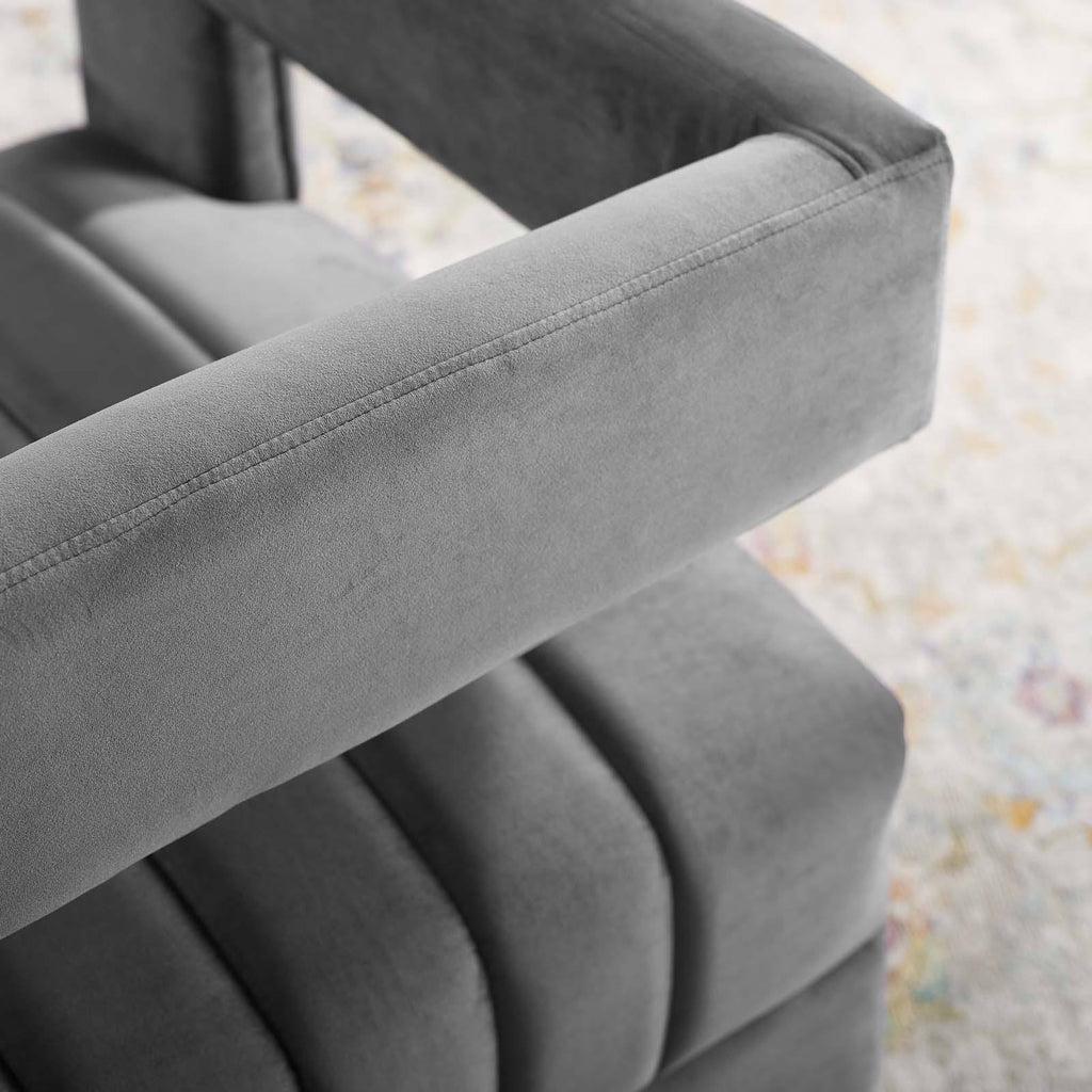 Midnight Blue Tufted Velvet Accent Armchair R31038