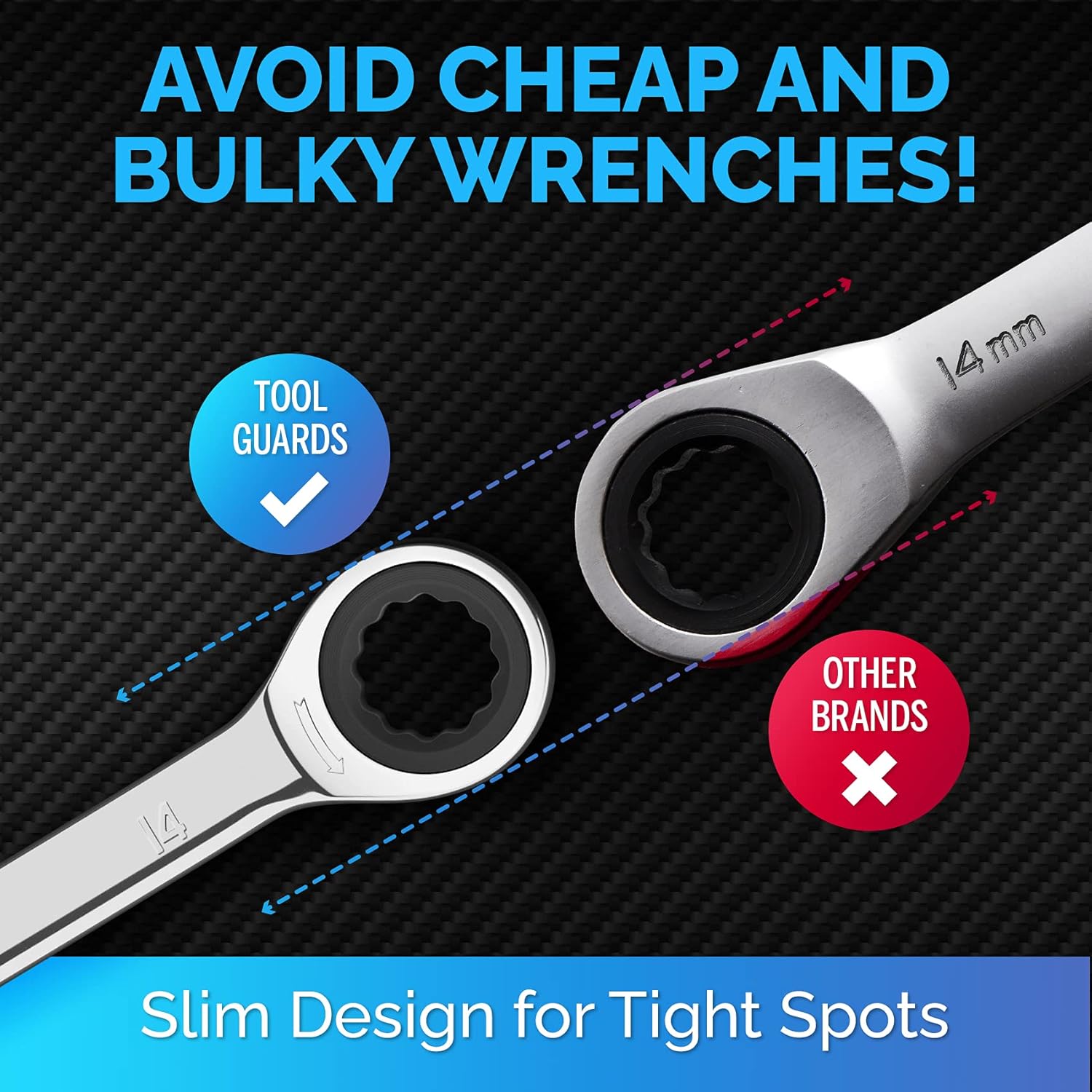 13 Pieces Slim Profile Ratcheting Wrench with Rack Organizer F131