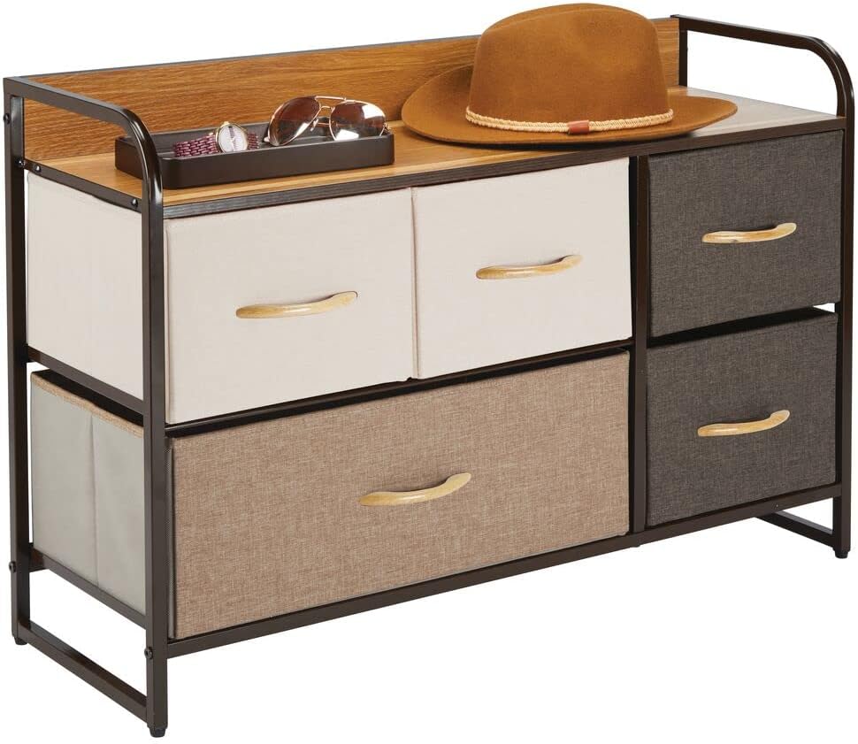 Bronze 5 Drawer Fabric Storage Dresser H637