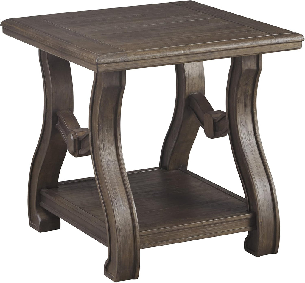 Black Square End Table with Floor Shelf N81580