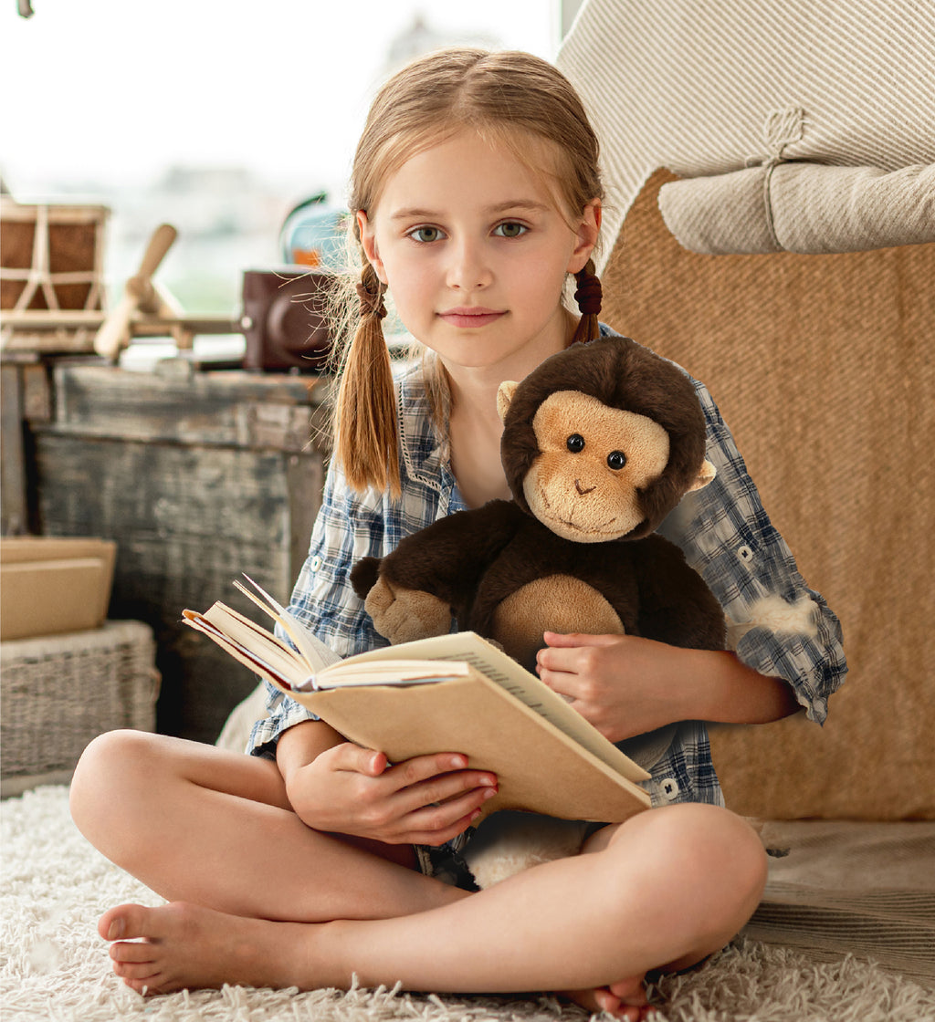 Soft Brown Plush Monkey Stuffed Animal Toy, 9 Inches F20405