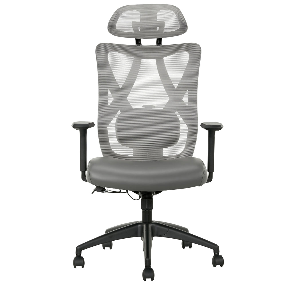 Ergonomic Mesh/Vegan Leather High-Back Task Chair, Gray/Black B580