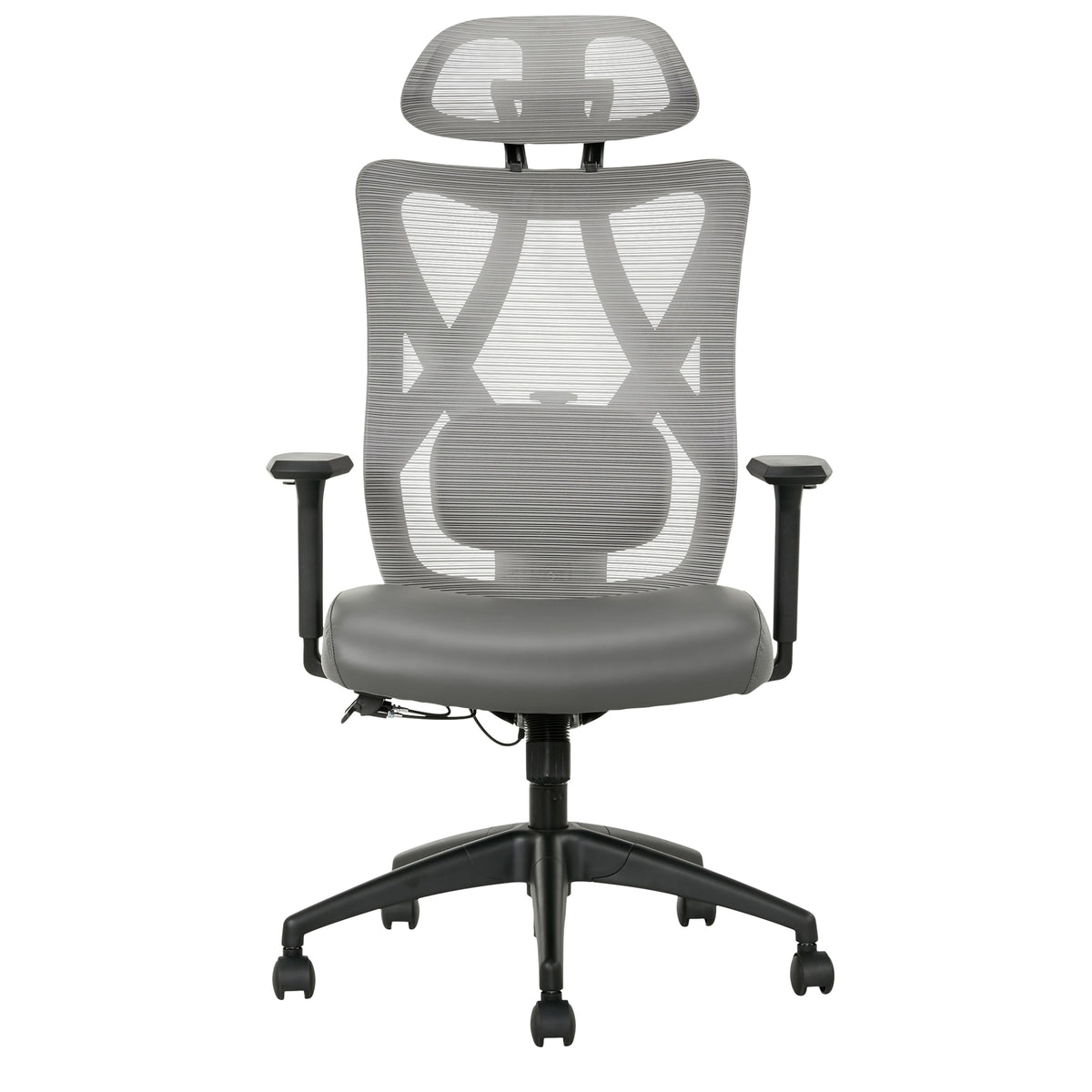 Ergonomic Mesh/Vegan Leather High-Back Task Chair, Gray/Black B580