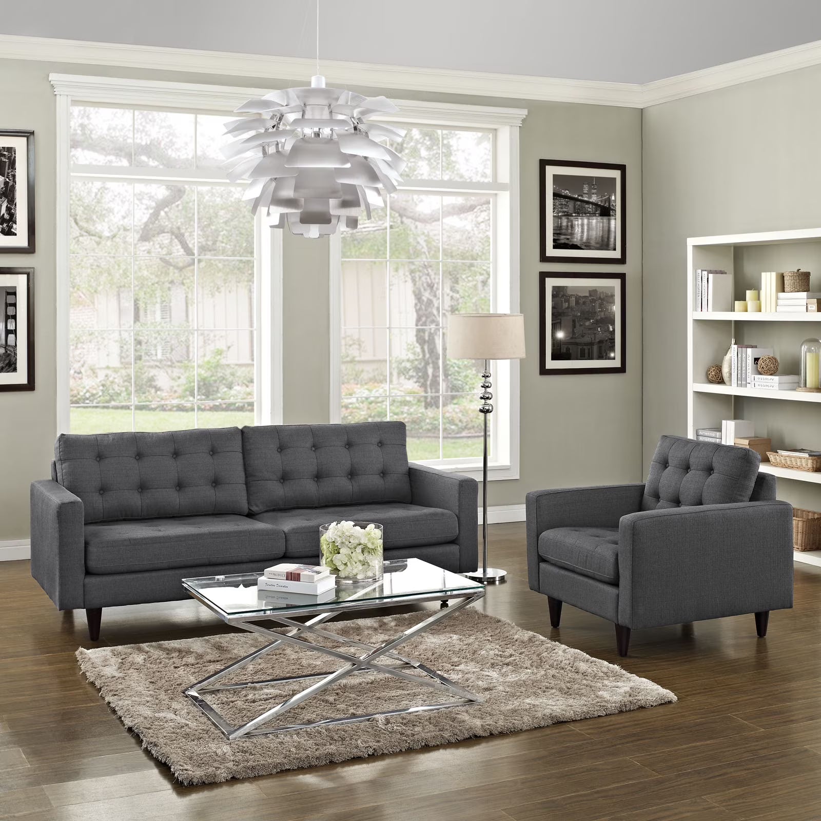 Gray Armchair and Sofa Set of 2 C937