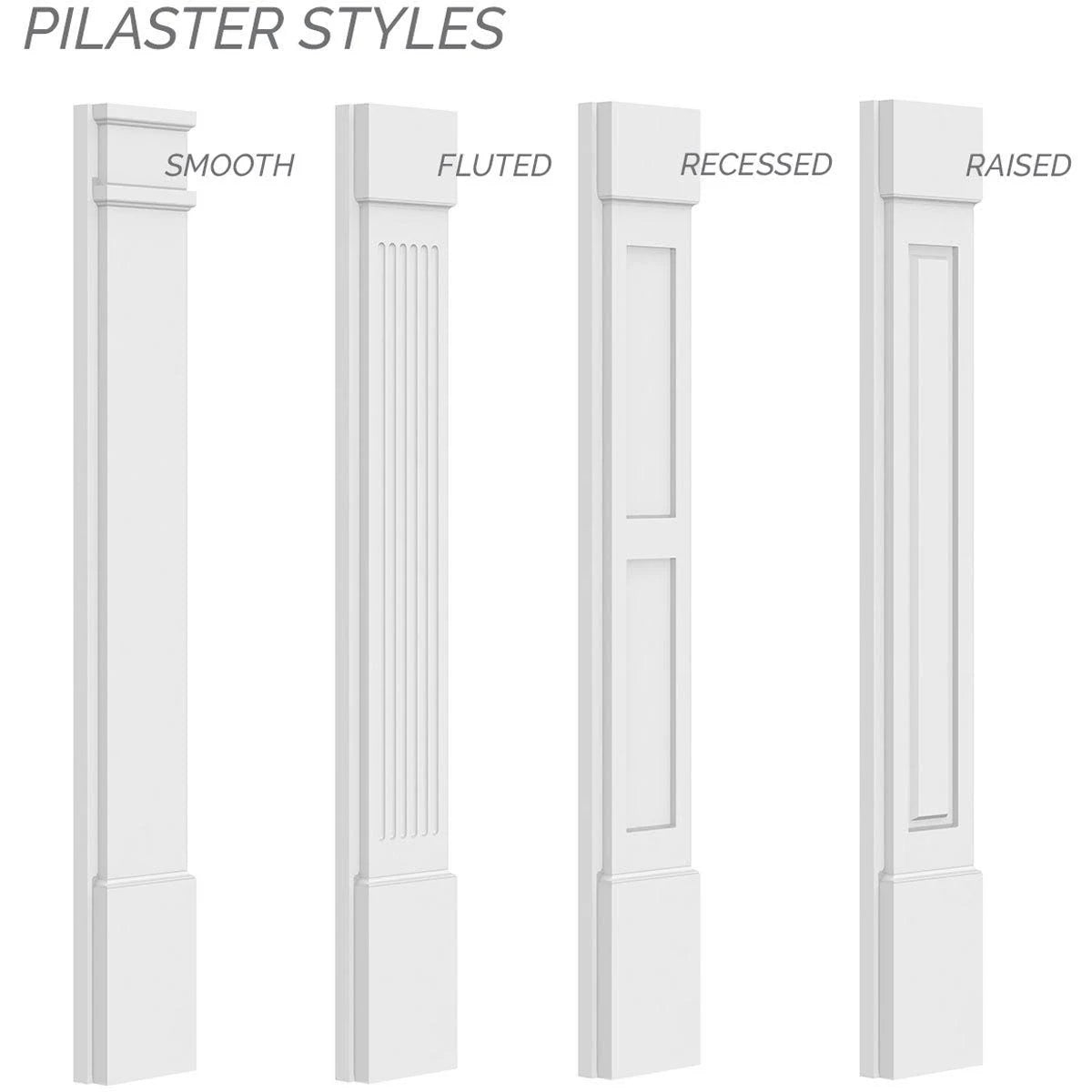Flat Panel PVC Pilaster with Decorative Capital & Base (Pair) N403
