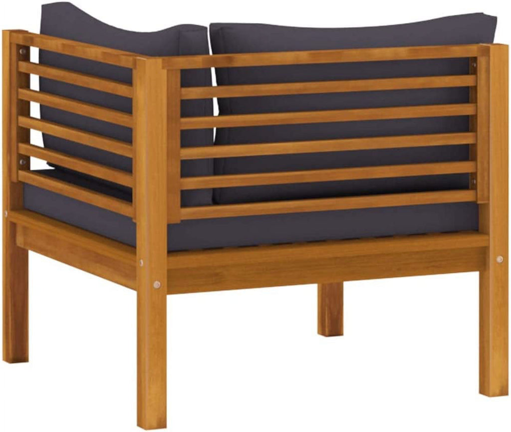 6 Piece Patio Lounge Set with Cushion Solid Acacia Wood Outdoor Couch Gray U87520