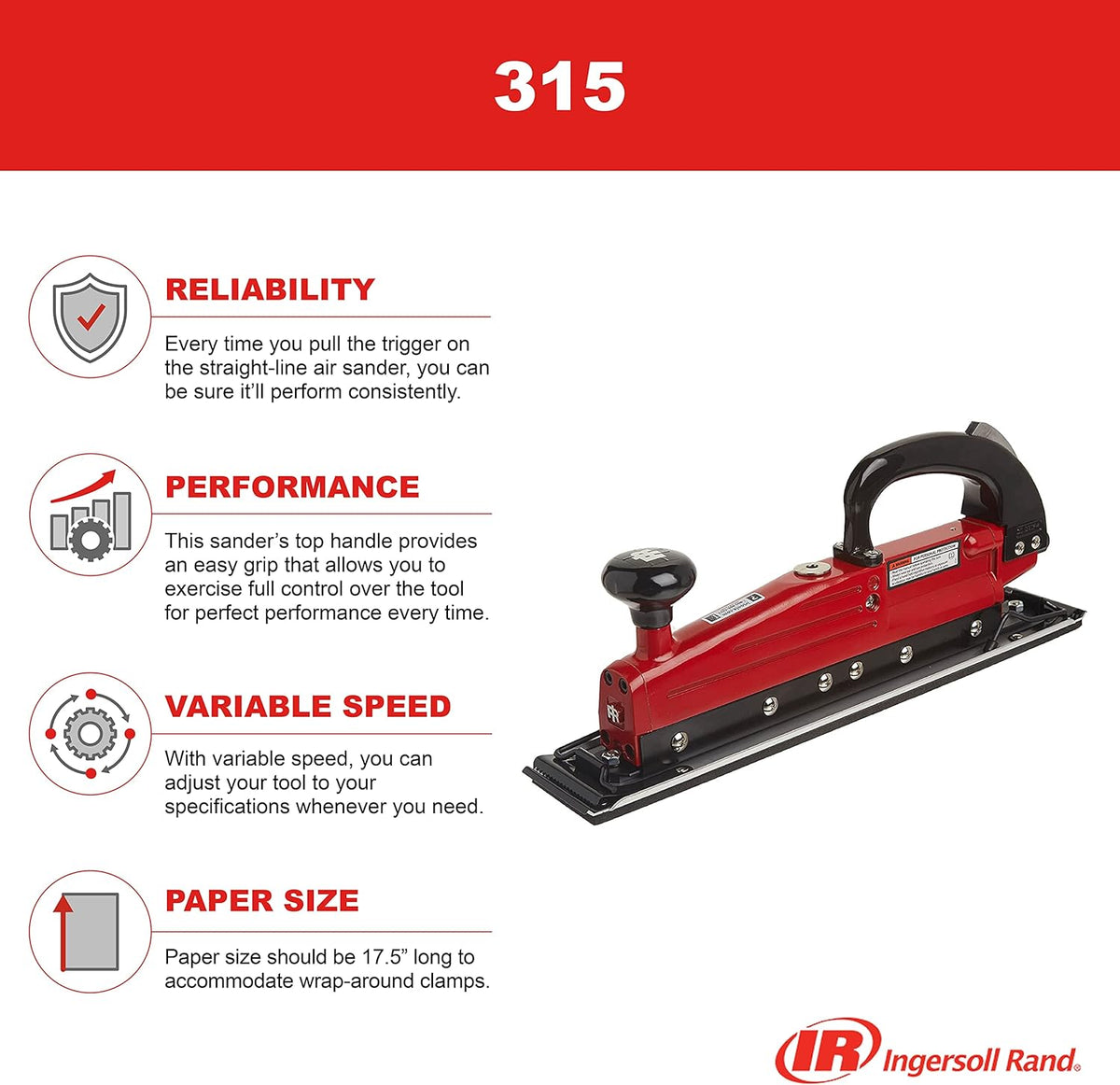 15" Straight Line Air Sander, Twin Piston, 3,000 RPM I89744