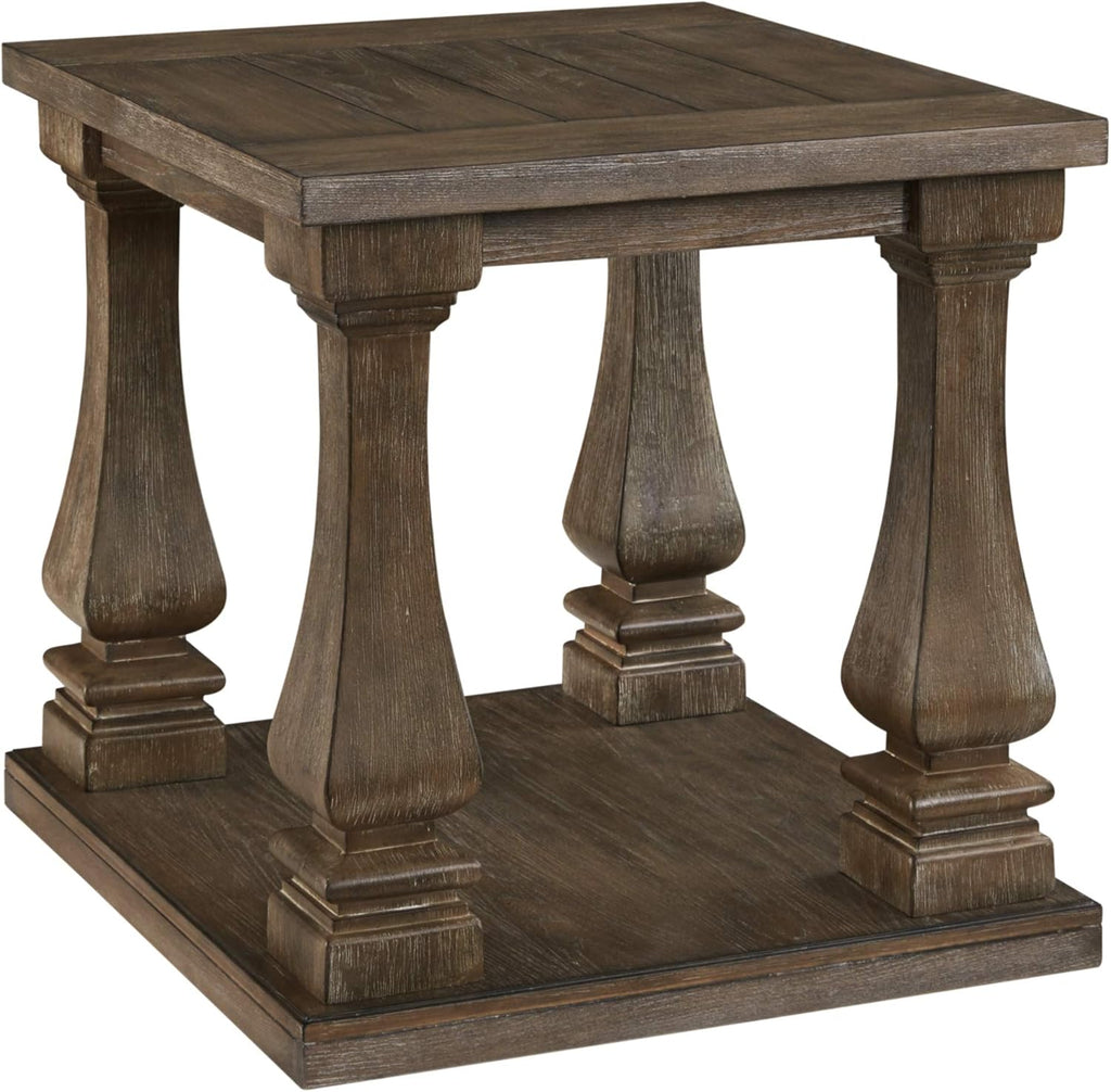 Black Square End Table with Floor Shelf N81580