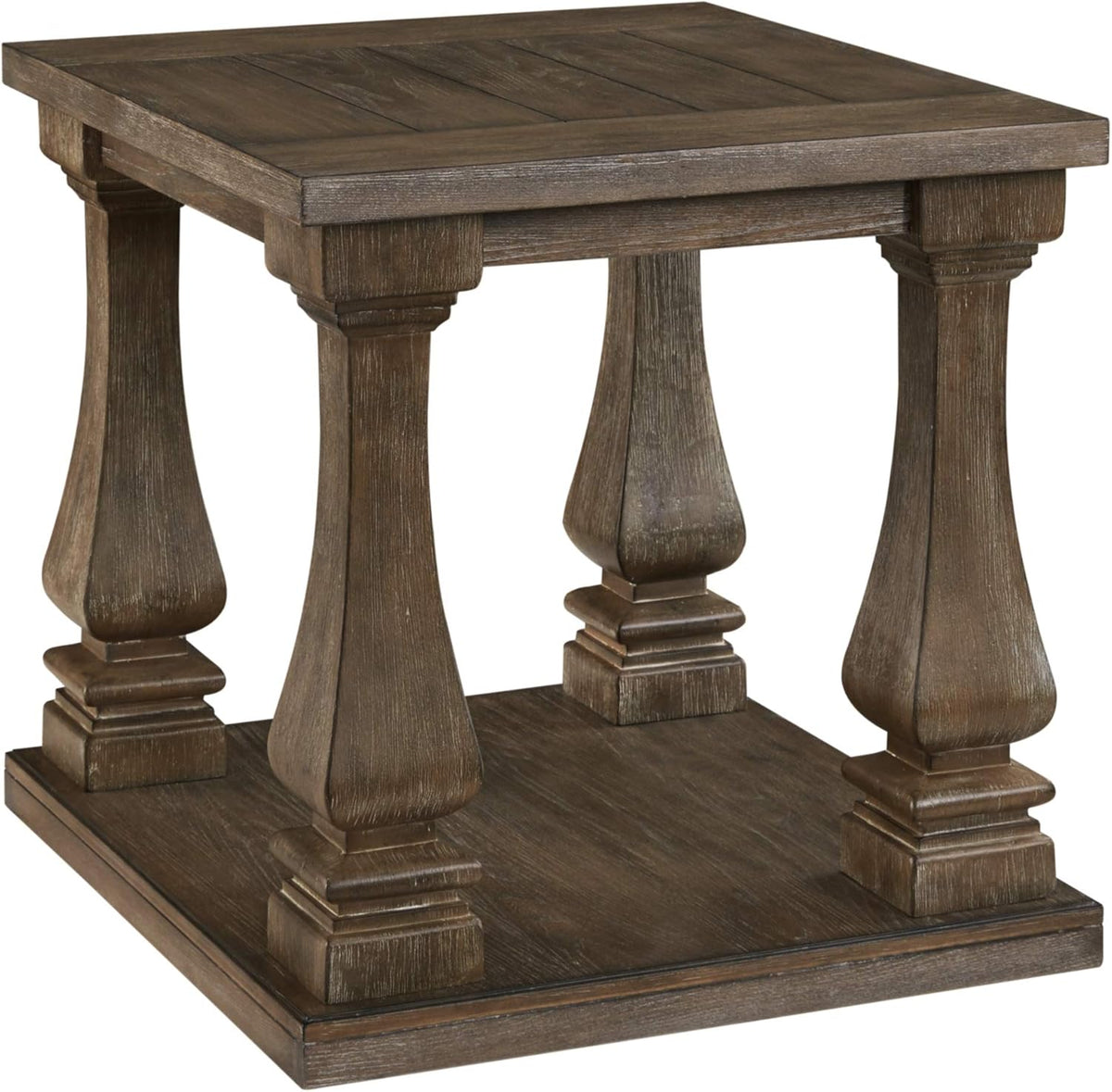 Black Square End Table with Floor Shelf N81580
