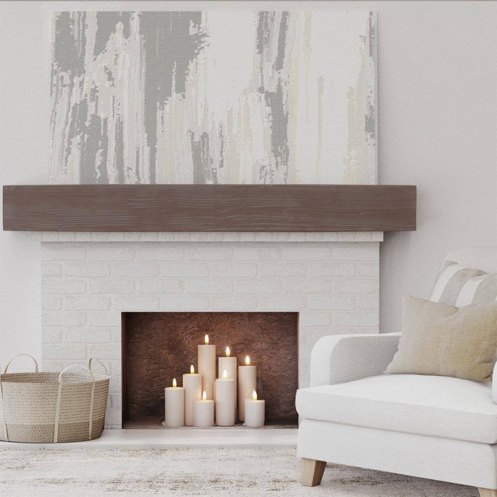Sandblasted Faux Wood Fireplace Mantel, Aged Pecan V12920