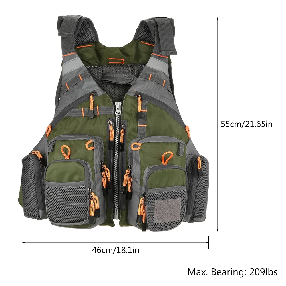 Breathable Utility Vest with 11 Zippered Pockets and Reflectors W8324