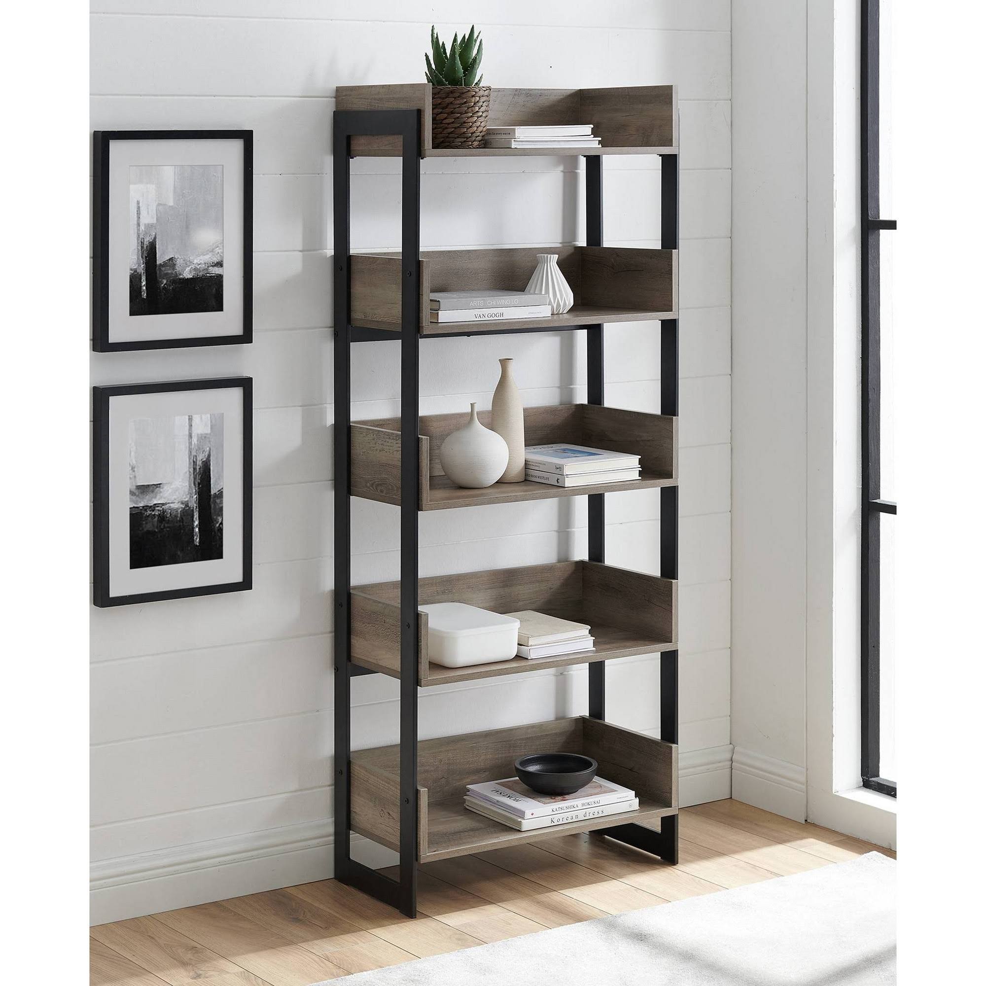 Gray Wash Box Shelf Bookcase V5293