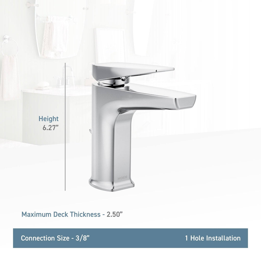 Matte Black Single Hole Bathroom Faucet with Pop-Up Drain L2915
