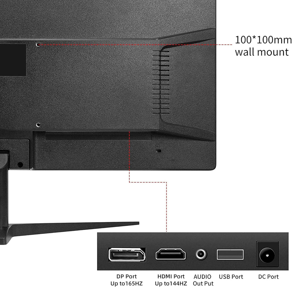 24 Inch FHD 165 Hz Gaming Monitor with FreeSync, VESA, DP & HDMI & USB T601