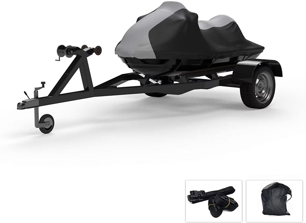 Gray / Black Trailerable Jet Ski Cover with Trailer Straps and Storage Bag V210