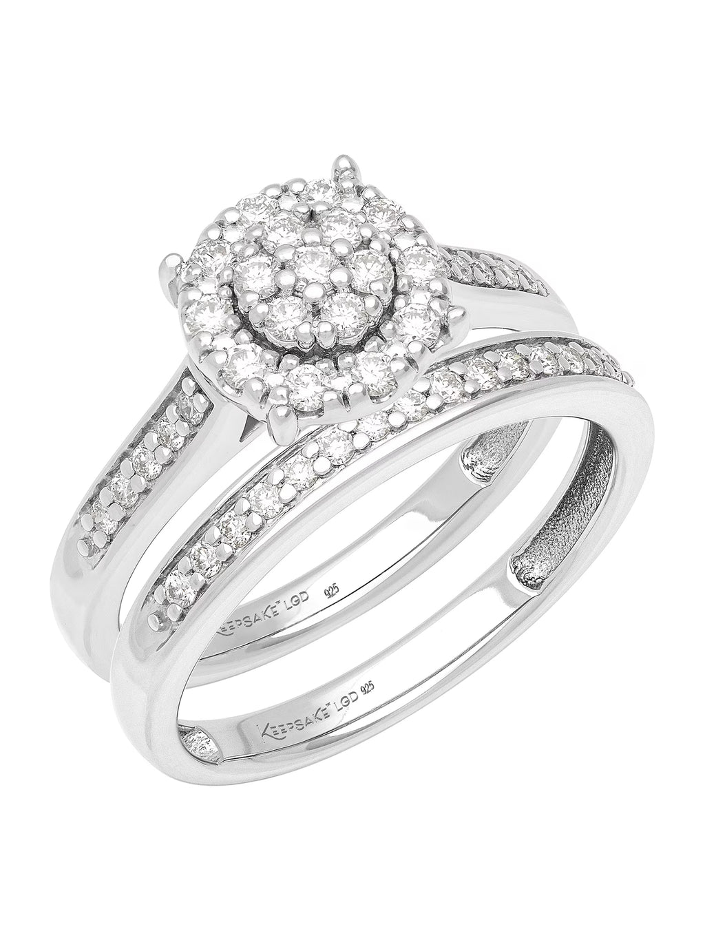 Lab-Grown Diamond Bridal Ring Set in Sterling Silver Q244623
